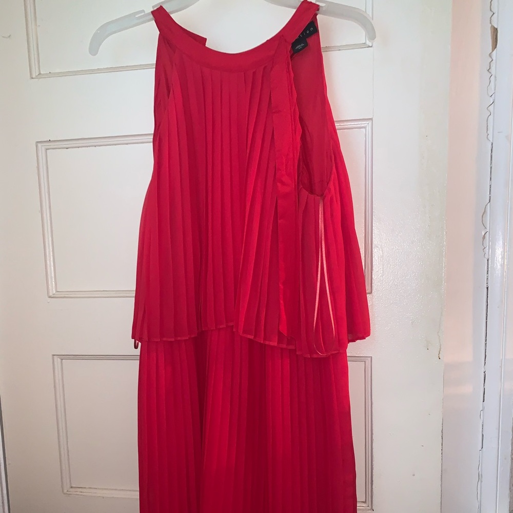 Red short/knee length fringe dress